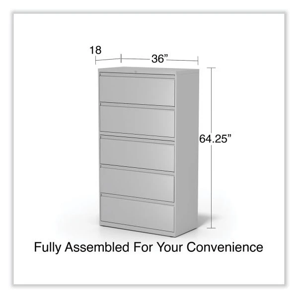 Alera Lateral File, 5 Legal/Letter/A4/A5-Size File Drawers, Light Gray, 36" X 18.63" X 67.63" 5 Alera Lateral File, 5 Legal/Letter/A4/A5-Size File Drawers, Light Gray, 36" X 18.63" X 67.63" - Image 5