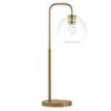 Harrison 27" Tall Arc Table Lamp With Glass Shade In Brass/Clear