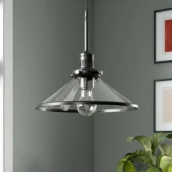 Milo 12.25" Wide Pendant With Glass Shade In Blackened Bronze/Clear -office furniture sale d71a25ea1922f57a8c708f7b8d0913c784