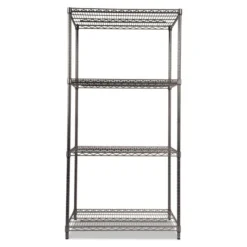 Alera Wire Shelving Starter Kit, Four-Shelf, 36w X 24d X 72h, Black Anthracite 12 Alera Wire Shelving Starter Kit, Four-Shelf, 36w X 24d X 72h, Black Anthracite -office furniture sale d71fe1c9835d0e4c0a0371952dd61ff6ae