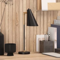 Leonard 18" Tall Two-Tone Mini Lamp With Metal Shade In Matte Black/Brass/Matte Black 12 Leonard 18" Tall Two-Tone Mini Lamp With Metal Shade In Matte Black/Brass/Matte Black -office furniture sale d78d369e6866873e1c6b059687b9abfcc7