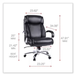 Alera Maxxis Series Big/Tall Bonded Leather Chair, Supports 500 Lb, 21.42" To 25" Seat Height, Black Seat/Back, Chrome Base -office furniture sale d7914a72684422929c8957eba0d8c7a289