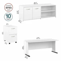 Bush Business Furniture Studio A 72W Computer Desk With Mobile File Cabinet And Low Storage Cabinet In White -office furniture sale d7e8625ae0ed5bdfe7daa22b7f585a1f57