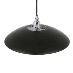 Alvia 14.5" Wide Pendant With Metal/Glass Shade In Matte Black/Polished Nickel/Clear -office furniture sale d81efd89825be0b8e267fea614c52ff490