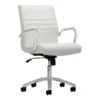 Modern Comfort Winsley Bonded Leather Mid-Back Manager's Chair, White/Silver, BIFMA Certified