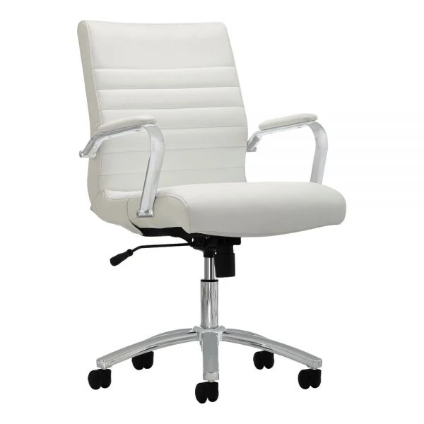 Modern Comfort Winsley Bonded Leather Mid-Back Manager's Chair, White/Silver, BIFMA Certified 1 Modern Comfort Winsley Bonded Leather Mid-Back Manager's Chair, White/Silver, BIFMA Certified