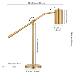 Willis 24" Tall Boom Arm Table Lamp With Metal Shade In Brass/Brass -office furniture sale d849d9f27590d990c1c6d283e7f60cec9f