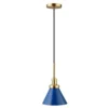 Zeno 8.5" Wide Pendant With Metal Shade In Blue/Brass/Blue