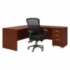 Bush Business Furniture Series C 72W L Shaped Desk With Mobile File Cabinet And High Back Multifunction Office Chair In Mahogany