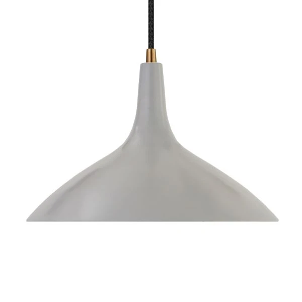 Barton 14" Wide Pendant With Metal Shade In Matte Gray/Brass/Matte Gray 3 Barton 14" Wide Pendant With Metal Shade In Matte Gray/Brass/Matte Gray - Image 3
