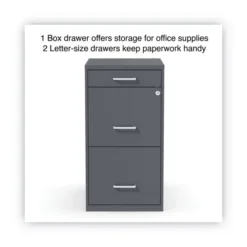Alera Soho Vertical File Cabinet, 3 Drawers: Pencil/File/File, Letter, Charcoal, 14" X 18" X 26.9" -office furniture sale d9153752f344492a3a0faf4fc8ea9cf702