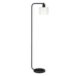 Cadmus 57" Tall Floor Lamp With Glass Shade In Blackened Bronze/White