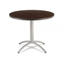 Iceberg CafeWorks Table, Cafe-Height, Round Top, 36" Diameter X 30h, Walnut/Silver