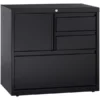 Lorell 3 Drawer Lateral File Cabinet, Letter/Legal/A4, 30" Wide, Black