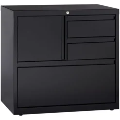 Lorell 3 Drawer Lateral File Cabinet, Letter/Legal/A4, 30" Wide, Black