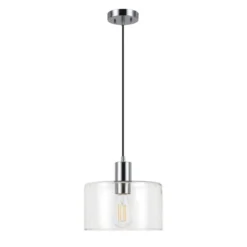 Henri 10" Wide Pendant With Glass Shade In Polished Nickel/Clear