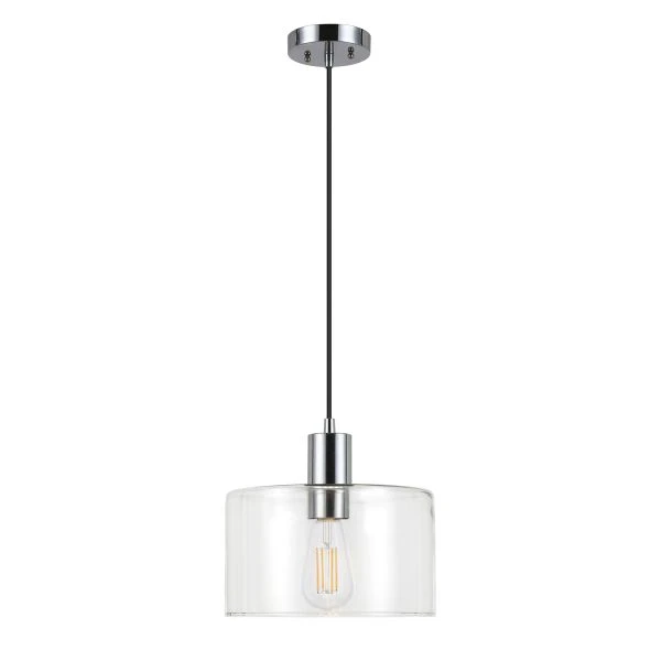Henri 10" Wide Pendant With Glass Shade In Polished Nickel/Clear 1 Henri 10" Wide Pendant With Glass Shade In Polished Nickel/Clear