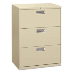 HON 600 Series Three-Drawer Lateral File, Letter/Legal/A4, 30w X 18d, Putty