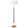 Simone 2-Light Floor Lamp With Fabric Shade In Rustic Oak/Brass/White