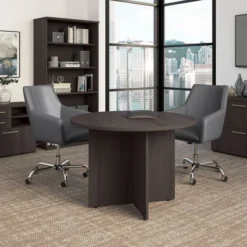 Bush Business Furniture 42W Round Conference Table With Wood Base In Storm Gray -office furniture sale db54f7c0a5ee102f5ea35a48dea04e1794