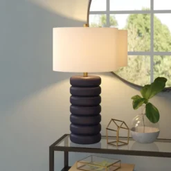 Zelda 25" Tall Ceramic Bubble Body Table Lamp With Fabric Shade In Matte Navy/Brass/White 9 Zelda 25" Tall Ceramic Bubble Body Table Lamp With Fabric Shade In Matte Navy/Brass/White -office furniture sale db5c030582a7b71bee8a348bf9133a6e06