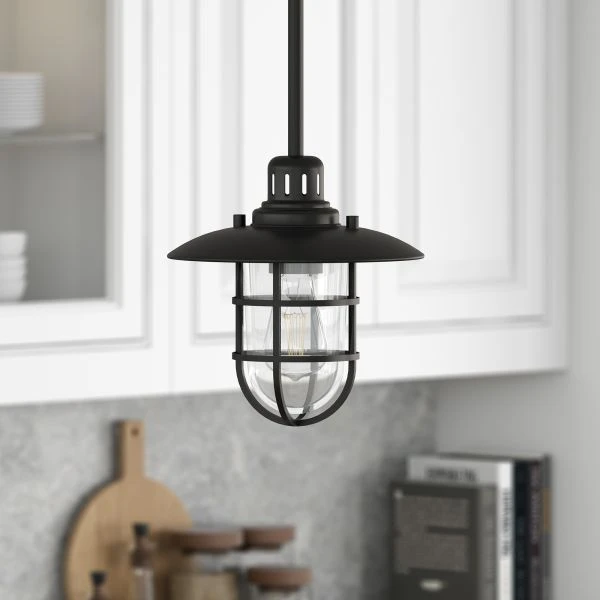 Bay 8.25" Wide Lantern Pendant With Glass/Metal Shade In Blackened Bronze/Clear 4 Bay 8.25" Wide Lantern Pendant With Glass/Metal Shade In Blackened Bronze/Clear - Image 4