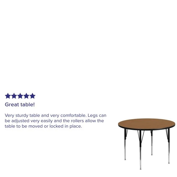 Flash Furniture 48'' Round Activity Table With Oak Thermal Fused Laminate Top And Standard Height Adjustable Legs 2 Flash Furniture 48'' Round Activity Table With Oak Thermal Fused Laminate Top And Standard Height Adjustable Legs - Image 2