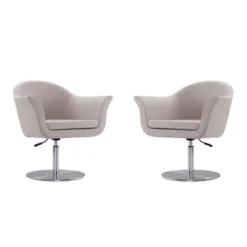 Voyager Swivel Adjustable Accent Chair In Barley And Brushed Metal (Set Of 2)