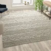 Melissa 8' X 10' Ivory Geometric Design Handwoven Area Rug - Wool/Polyester/Cotton Blend