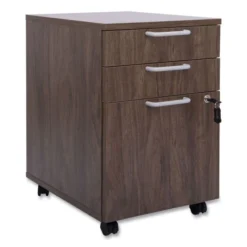 Union & Scale Essentials Mobile Pedestal File, Left Or Right, 3-Drawers: Box/Box/File, Legal/Letter, Espresso, 15.6" X 21.3" X 24.3"