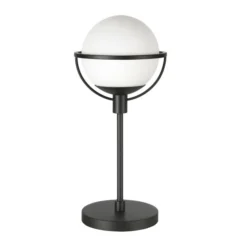 Cieonna 21" Tall Globe & Stem Table Lamp With Glass Shade In Blackened Bronze/Clear