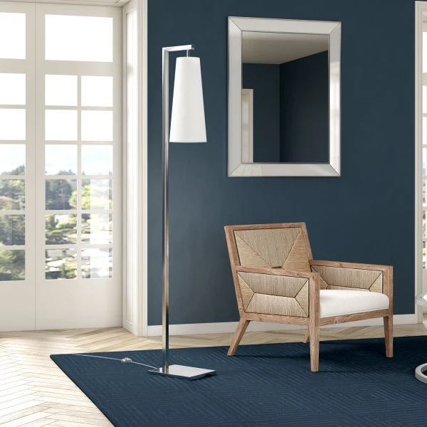 Moser 71" Tall Floor Lamp With Fabric Shade In Brushed Nickel/White 3 Moser 71" Tall Floor Lamp With Fabric Shade In Brushed Nickel/White - Image 3