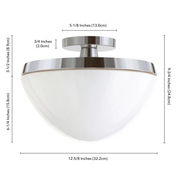 Durant 12.62" Wide Semi Flush Mount With Glass Shade In Polished Nickel/White Milk 6 Durant 12.62" Wide Semi Flush Mount With Glass Shade In Polished Nickel/White Milk - Image 6
