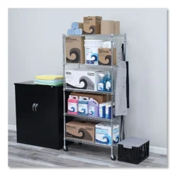 Alera 5-Shelf Wire Shelving Kit With Casters And Shelf Liners, 36w X 18d X 72h, Silver -office furniture sale dcaad2c50fcc178286a76c7716c3943c7b