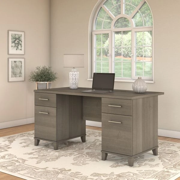 Bush Furniture Somerset 60W Office Desk With Drawers In Ash Gray 3 Bush Furniture Somerset 60W Office Desk With Drawers In Ash Gray - Image 3