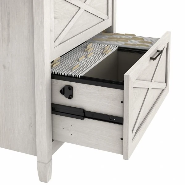 Bush Furniture Key West 60W L Shaped Desk With 2 Drawer Lateral File Cabinet In Linen White Oak 2 Bush Furniture Key West 60W L Shaped Desk With 2 Drawer Lateral File Cabinet In Linen White Oak - Image 2