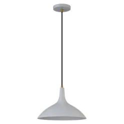 Barton 14" Wide Pendant With Metal Shade In Matte Gray/Brass/Matte Gray