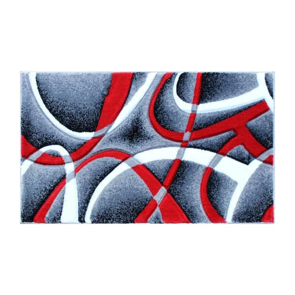 Atlan Collection 2' X 3' Red Abstract Area Rug - Olefin Rug With Jute Backing - Entryway, Living Room Or Bedroom 2 Atlan Collection 2' X 3' Red Abstract Area Rug - Olefin Rug With Jute Backing - Entryway, Living Room Or Bedroom - Image 2