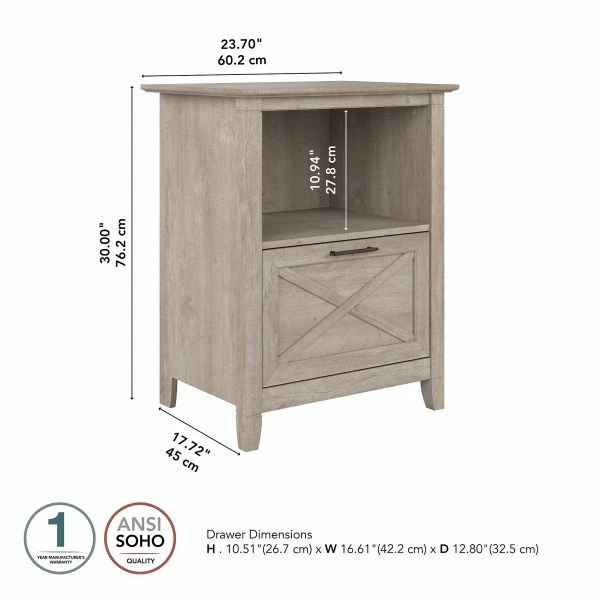 Bush Furniture Key West Lateral File Cabinet With Shelf In Washed Gray 7 Bush Furniture Key West Lateral File Cabinet With Shelf In Washed Gray - Image 7