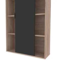 Bestar Aquarius Bookcase With Sliding Door - Rustic Brown & Graphite -office furniture sale ddb9b6cc281d85d187a778a7a55d1d6a44