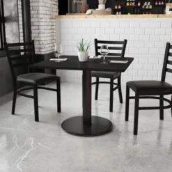 Stiles 36'' Square Black Laminate Table Top With 24'' Round Table Height Base