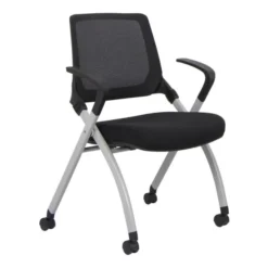 WorkPro AnyPlace Folding Nesting Chairs, Black, Pack Of 2 Chairs