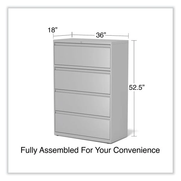 Alera Lateral File, 4 Legal/Letter-Size File Drawers, Light Gray, 36" X 18.63" X 52.5" 6 Alera Lateral File, 4 Legal/Letter-Size File Drawers, Light Gray, 36" X 18.63" X 52.5" - Image 6
