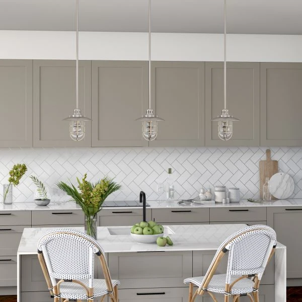 Bay 8.25" Wide Lantern Pendant With Glass/Metal Shade In Brushed Nickel/Clear 2 Bay 8.25" Wide Lantern Pendant With Glass/Metal Shade In Brushed Nickel/Clear - Image 2