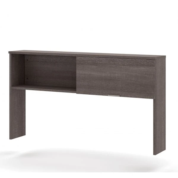 Bestar Pro-Linea Hutch With Sliding Door In Bark Gray 1 Bestar Pro-Linea Hutch With Sliding Door In Bark Gray