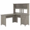 Bush Furniture Salinas 60W L Shaped Desk With Hutch In Driftwood Gray
