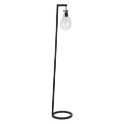 Weston 66" Tall Floor Lamp With Glass Shade In Blackened Bronze/Seeded