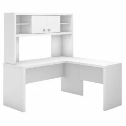 Office By Kathy Ireland Echo L Shaped Desk With Hutch In Pure White