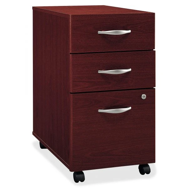 Bush Business Furniture Series C: Mahogany 3 Drawer Mobile Pedestal - Assembled 1 Bush Business Furniture Series C: Mahogany 3 Drawer Mobile Pedestal - Assembled