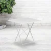 Oia Commercial Grade 28" Square White Indoor-Outdoor Steel Folding Patio Table